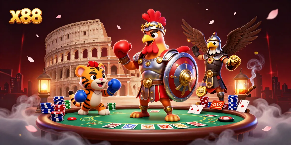 Experience thrilling poker action at x88 with dynamic characters and vibrant casino elements.