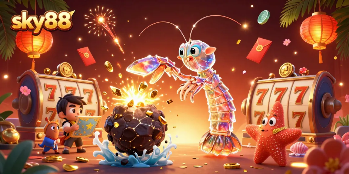 Experience sky88's exciting slot adventures with vibrant casino elements in a rich 3D illustration.