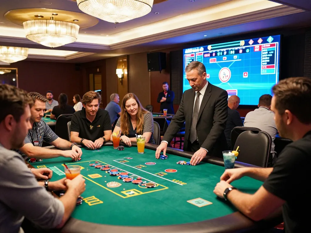 Players strategizing at a live dealer table in a high-end nhà cái casino.