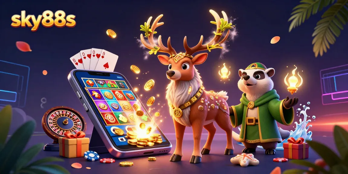 Engage with exciting slot games at sky88s as the mythical stag and badger share magical winnings.