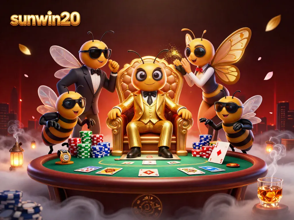 Experience the thrills of online gaming with sunwin20's exciting poker scene, showcasing vibrant characters and dynamic action.