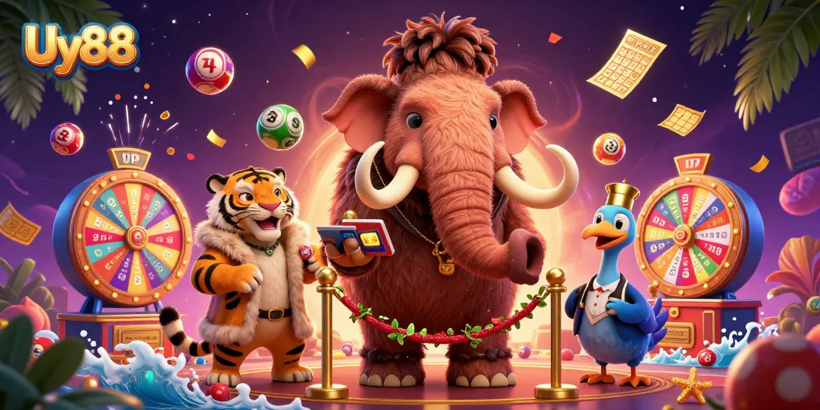 Experience the vibrant excitement at Uy88 with animated lottery fun and whimsical casino characters.