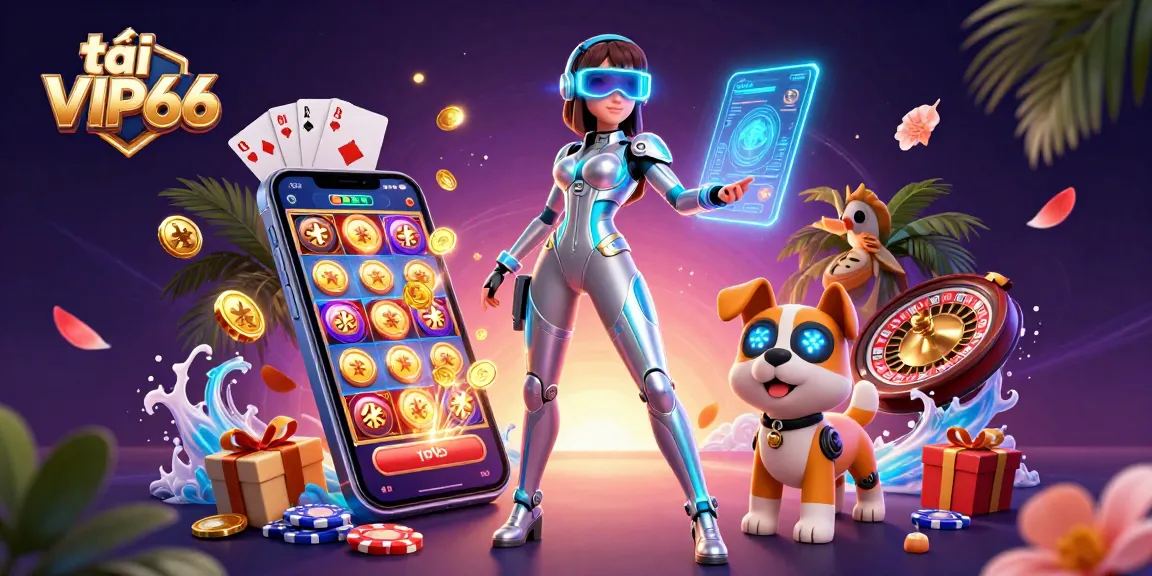 Experience exciting gaming moments with tải VIP66, showcasing vibrant casino elements and immersive characters.