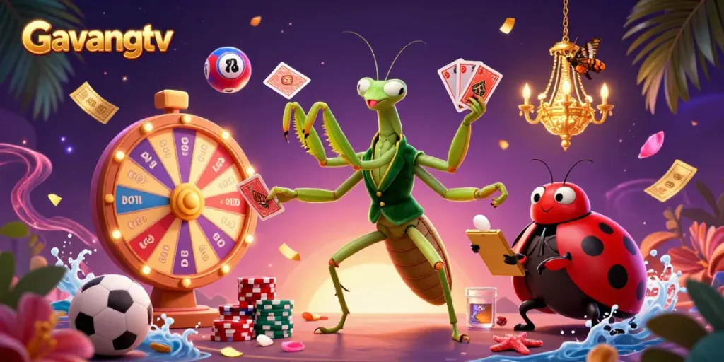 Experience thrilling gambling moments with Gavangtv showcasing vibrant casino elements and 3D characters.