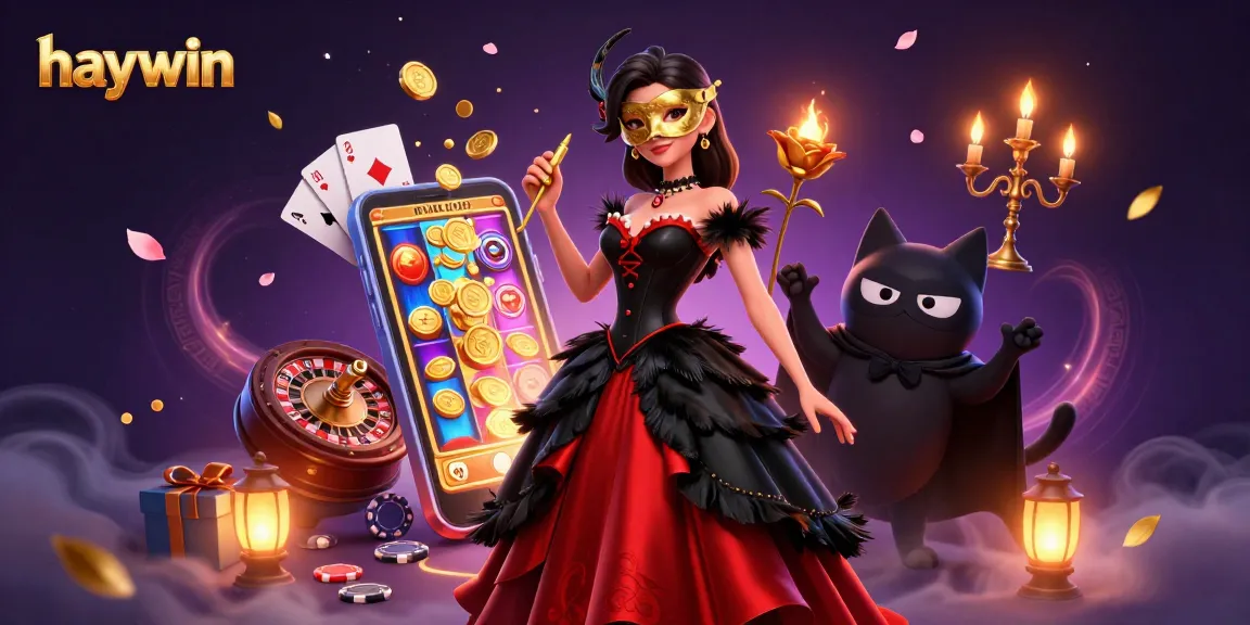 Engage in winning with haywin's vibrant 3D digital casino illustration showcasing dynamic gaming elements.