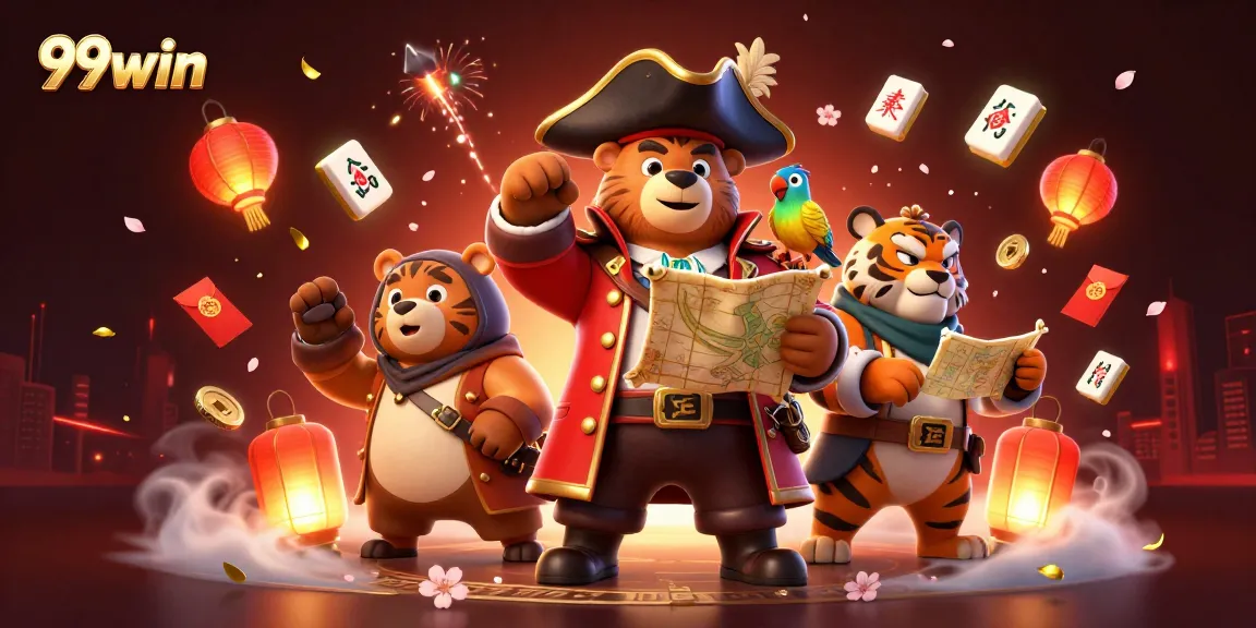 Experience the thrill of 99win casino gaming with engaging characters in a dynamic scene.