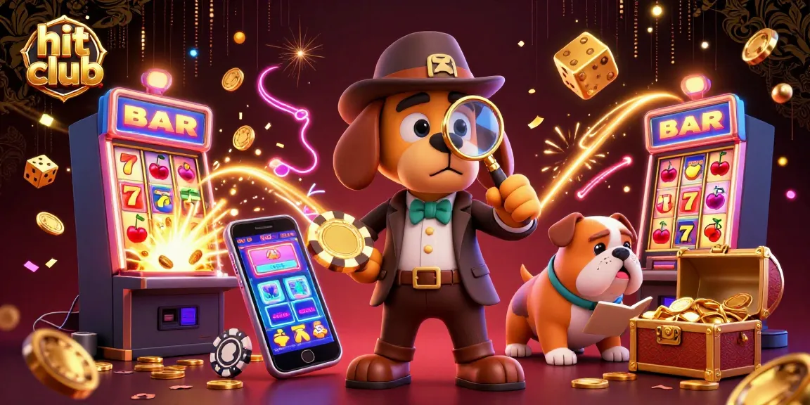 Excite your luck at hit club with a thrilling 3D casino scene featuring a detective revealing a poker chip clue.