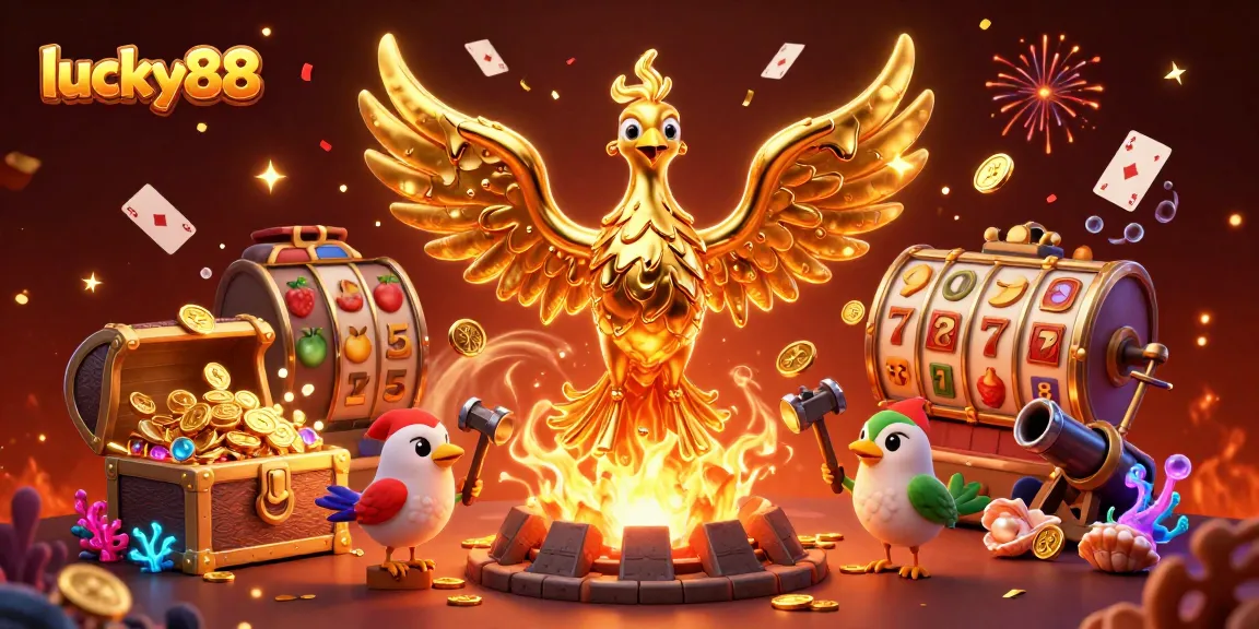 Experience exciting gameplay at lucky88 with a golden phoenix and treasure-filled casino scene.