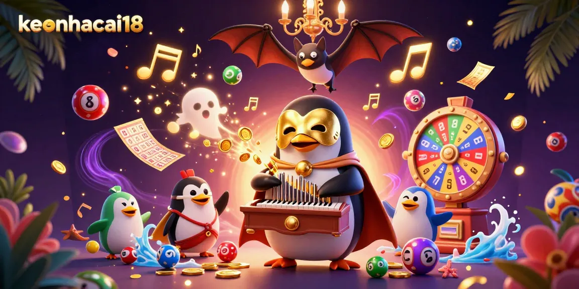 Experience keonhacai18 with animated characters playing vibrant bingo and lottery games.