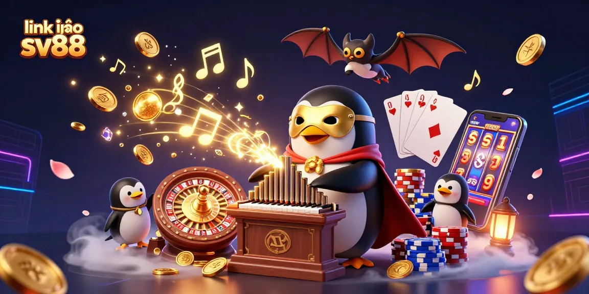 Engage in thrilling action at link vào sv88 while witnessing a vibrant 3D casino scene filled with animated characters and sparkling elements.