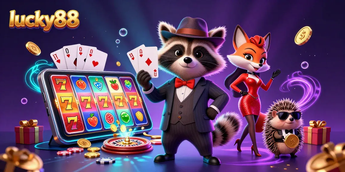 Experience gaming excitement with lucky88 as characters revel in a vibrant casino scene.