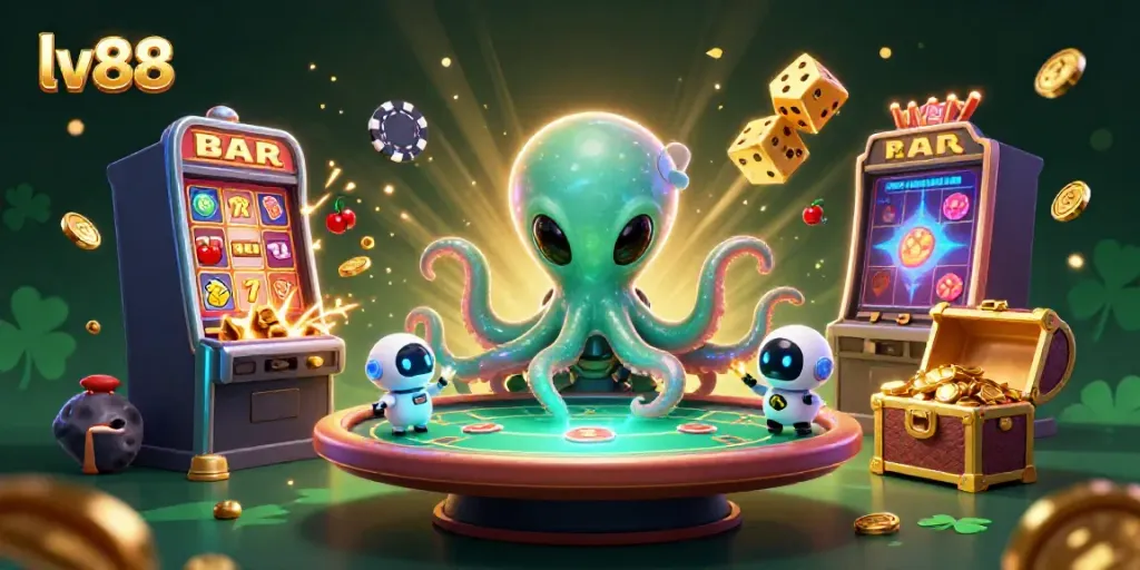Experience thrilling gameplay at lv88 with an exciting alien poker scene bursting with rich casino visuals.