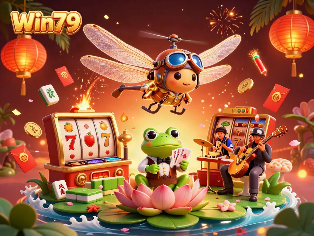 Experience thrilling excitement at Win79 with vibrant 3D casino elements and lively characters.