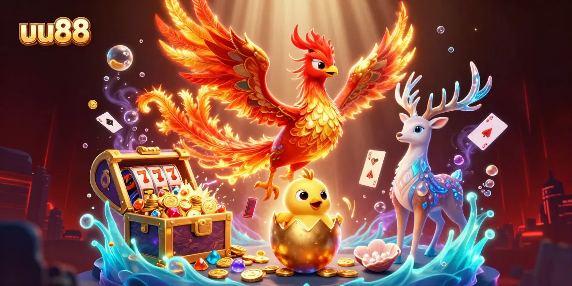 Engage in dynamic play with uu88, where the phoenix rises amidst thrilling slot scenes.