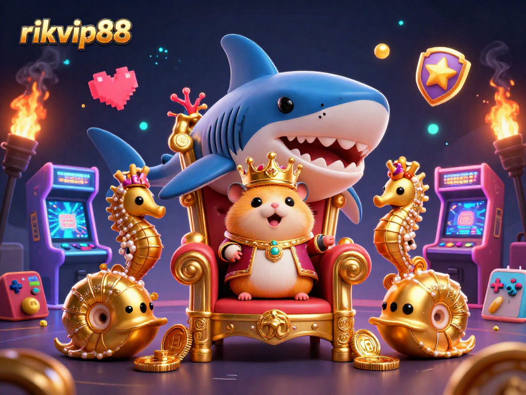 Play thrilling games at rikvip88 while exploring vibrant casino elements and joyful characters.