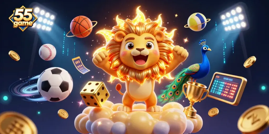 Engage in thrilling betting with the 55 club game, showcasing exciting animated characters and vibrant casino elements.