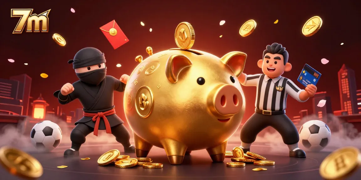Experience thrilling sports betting with 7m as golden coins scatter in a vibrant casino scene.
