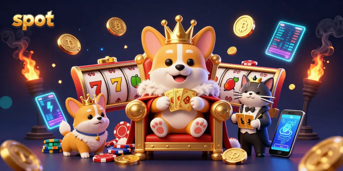 Slot yang mengasyikkan menampilkan corgi kerajaan dan elemen kasino digital