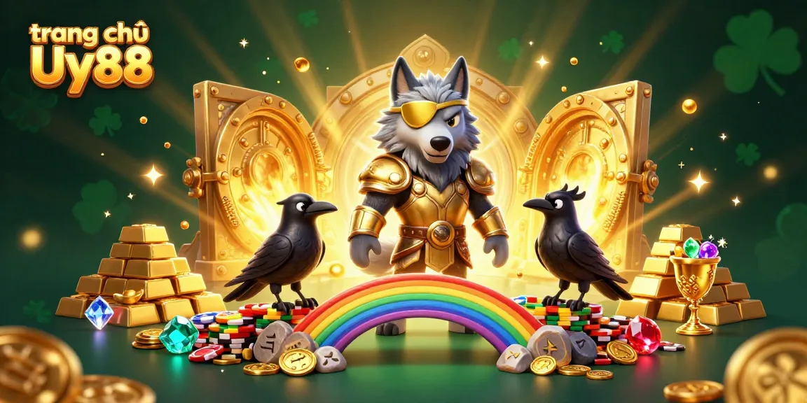 Play slots and win at trang chủ Uy88 with Odin and ravens by the casino chip bridge.