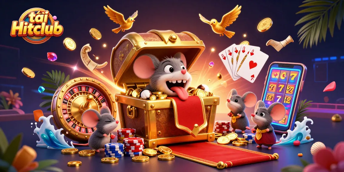 Experience the excitement of tải Hitclub with a captivating 3D illustration filled with vibrant casino elements.