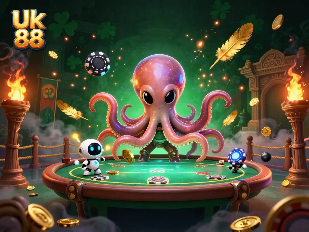 Engage in thrilling poker action at Uk 88 with a vibrant alien-themed illustration showcasing cosmic gameplay.