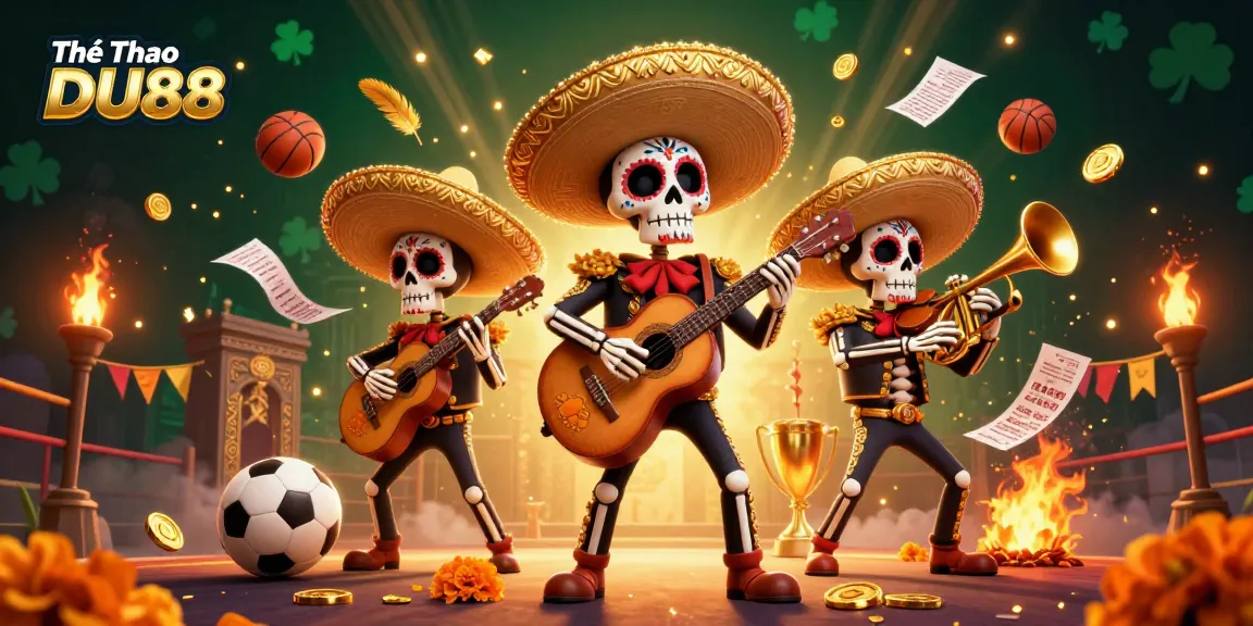 Join the gaming action with Thể Thao DU88, as skeleton mariachi musicians enhance the sports betting experience.