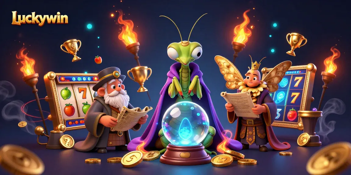 Winning big at Luckywin with vibrant slot games and dynamic casino characters.