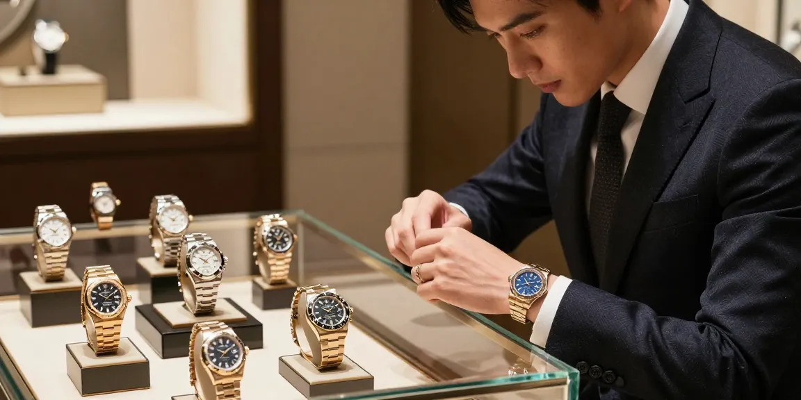 Elegantly displayed rolex super clone watches in a luxury boutique, showcasing craftsmanship and style.
