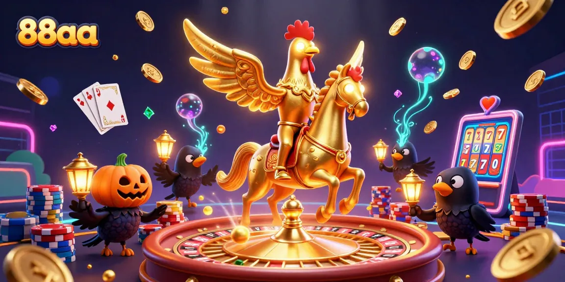 Experience thrilling wins with 88aa in a vibrant casino scene filled with golden coins and slot machines.