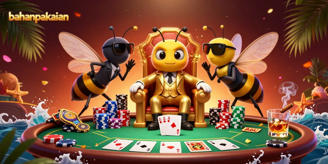 Engage in thrilling poker action with bahanpakaian showcasing vibrant characters and chips.