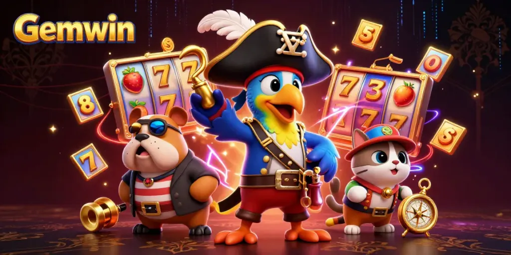 Experience exciting gameplay at Gemwin with thrilling slot machines and animated characters.