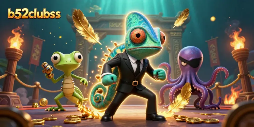 Experience thrilling action in b52clubsss with colorful characters amidst vibrant casino elements.