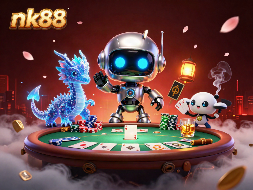 Play poker with the exciting nk88 cyberpunk gaming scene featuring vibrant characters.