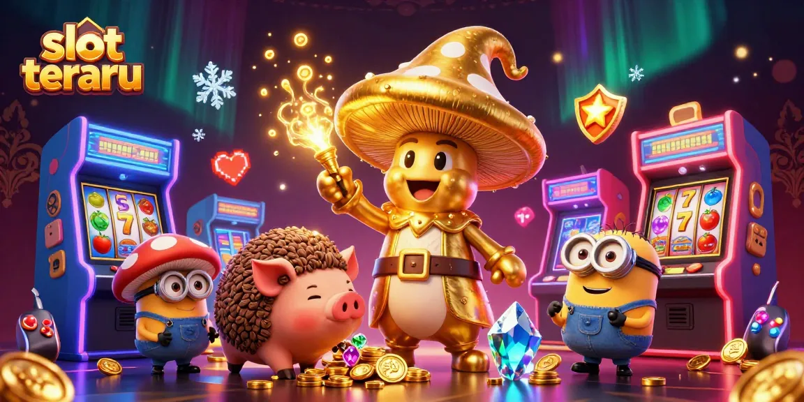 Engage with slot terbaru action in this vibrant scene featuring magical characters and arcade elements.