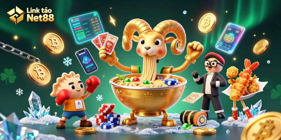 Win big with Link vào Net88, a colorful 3D digital casino illustration showcasing excitement and rich rewards.