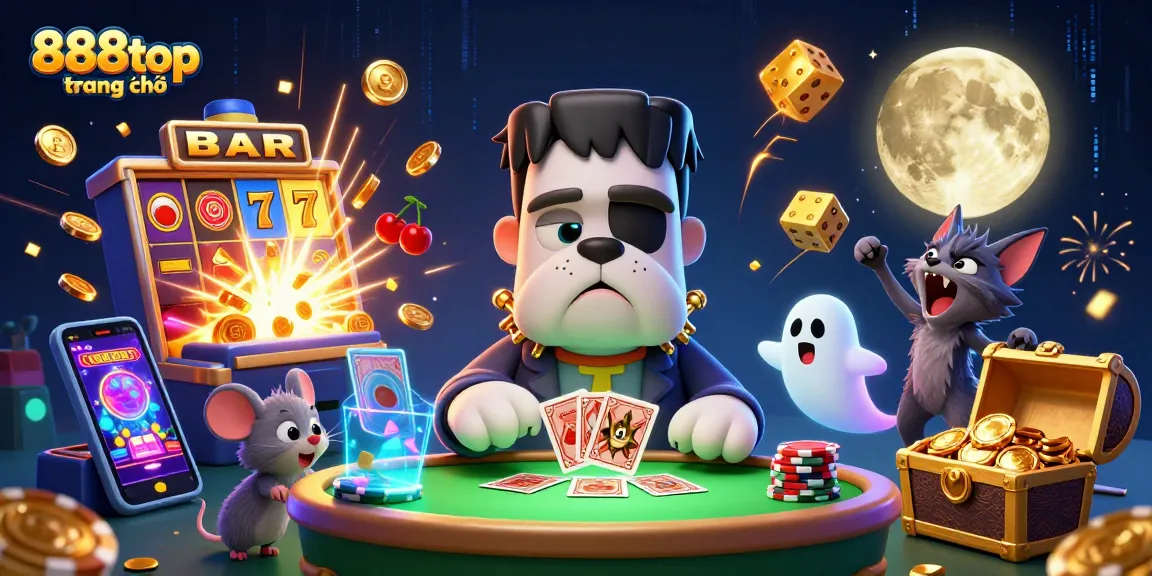 Experience thrilling card games with 888top trang chủ featuring lively characters in a luxurious casino.