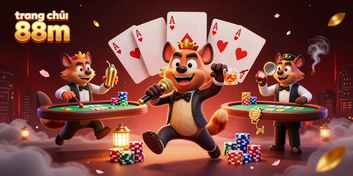 Experience the thrill of gaming at trang chủ 88m with lively hyenas in a bustling casino scene.