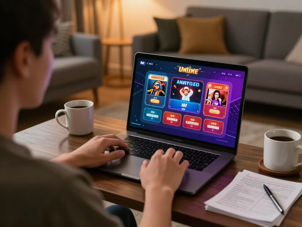 Experience sc88 win with focused online gaming on a sleek laptop in a cozy home