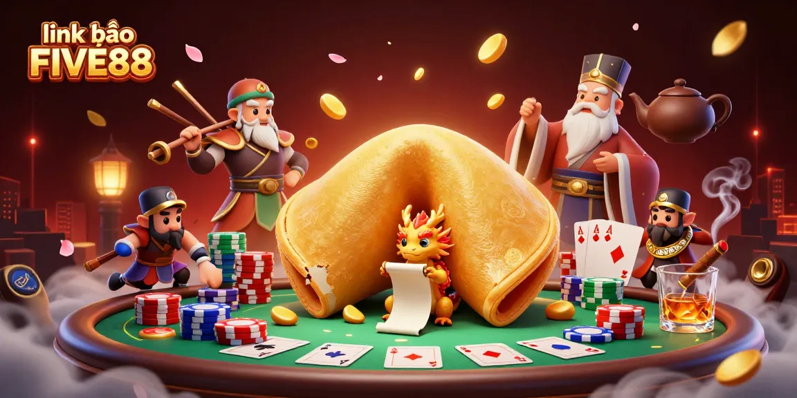 Enhance your gaming experience with link vào FIVE88, a vibrant casino illustration featuring dynamic game elements.