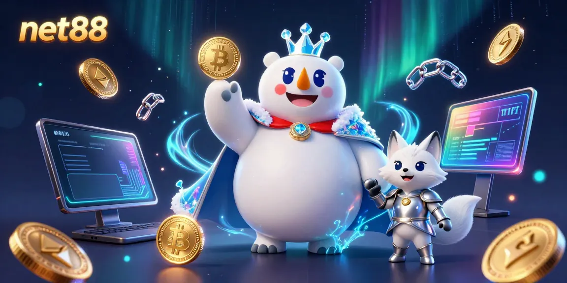 Engage in thrilling gameplay at net88 with high-energy 3D cartoon scene featuring a polar bear king.