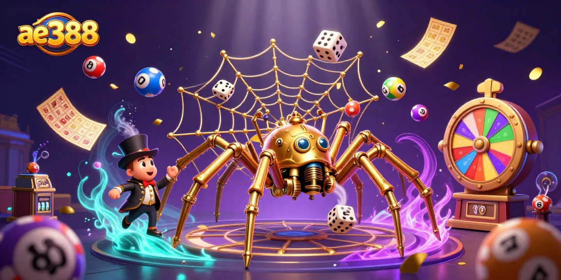 Engage in thrilling gameplay at ae388 with steampunk casino elements and vibrant lottery symbols.