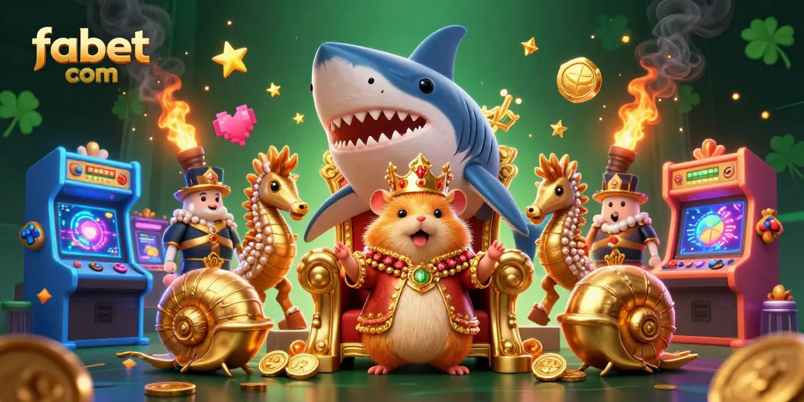 Engage with fabet com through a vibrant 3D cartoon illustration showcasing casino elements and a majestic hamster king.