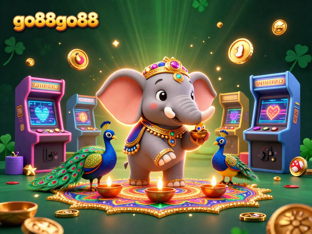 Win big at go88go88 with the vibrant 3D casino scene featuring animated characters and game elements.
