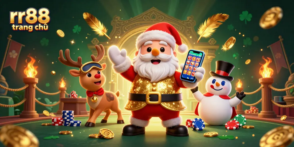 rr88 trang chủ - Santa wins with slots while enjoying a dynamic casino scene with friends