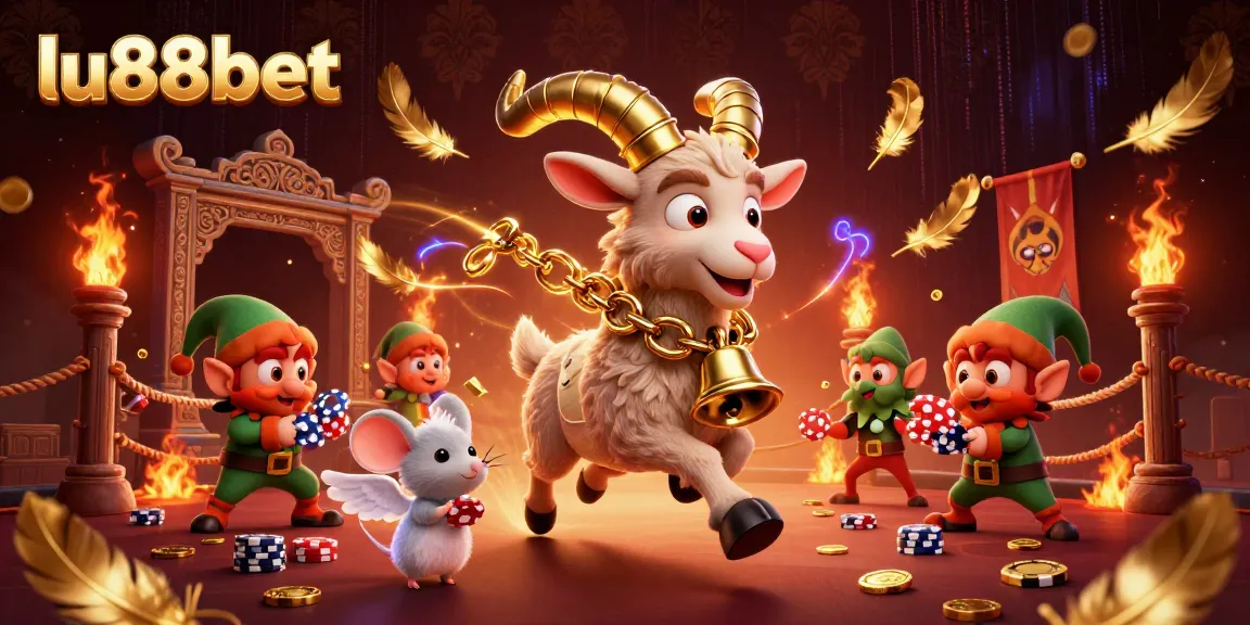 Engage in thrilling fun at lu88bet's festive-horror casino, featuring vibrant characters amid swirling excitement.