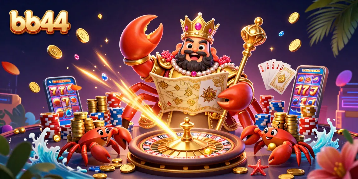 Experience the vibrant online gaming world with bb44 featuring a golden crab emperor in a dynamic casino setting.
