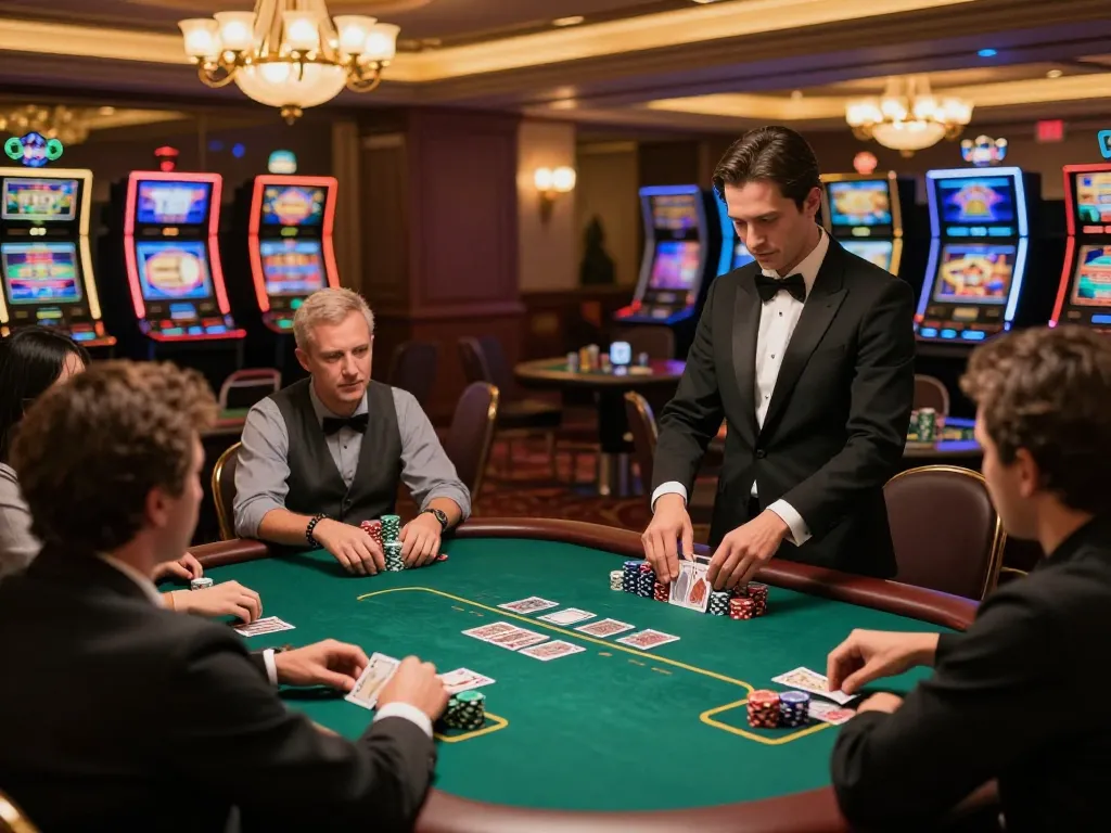 N188 players at poker tables strategizing for wins under ambient lighting.