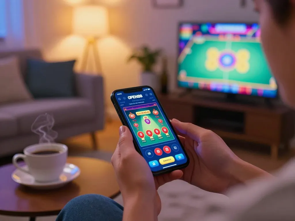 Player engaging with the OPEN88 app on their smartphone for a seamless betting experience
