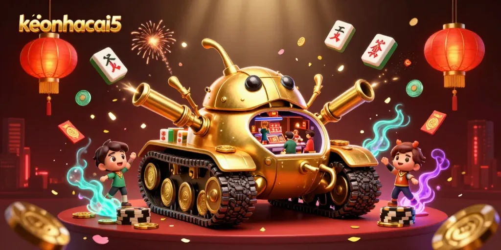 Experience the exciting atmosphere of keonhacai5 with a vibrant digital casino scene featuring dynamic gameplay elements.