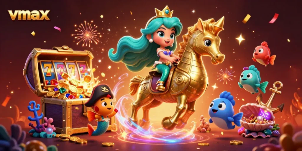Bet big at vmax with exciting slot reels and a magical underwater scene featuring a mermaid!